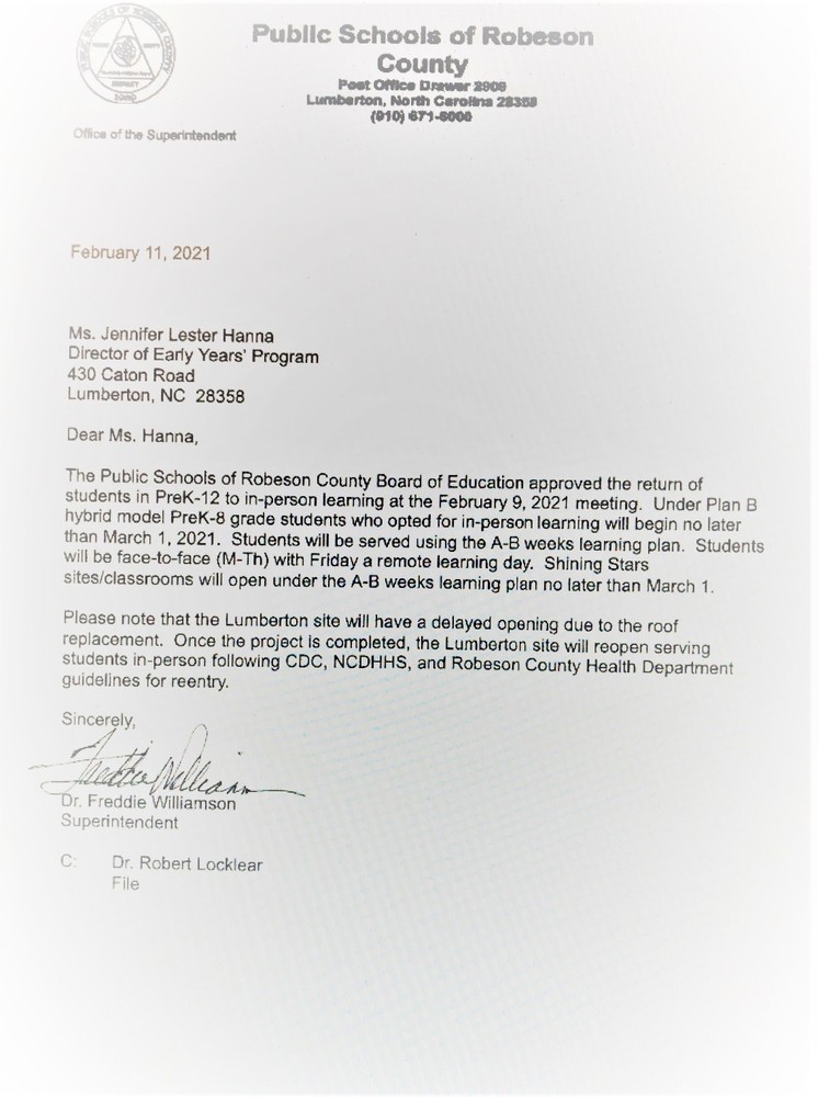 Re-Entry from Superintendent
