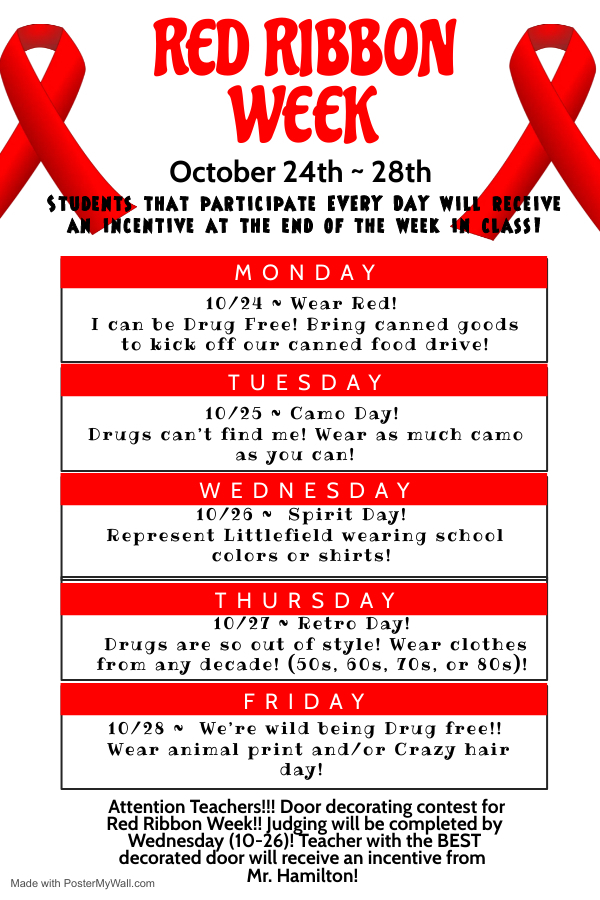 Red Ribbon Week Activities Littlefield Middle School