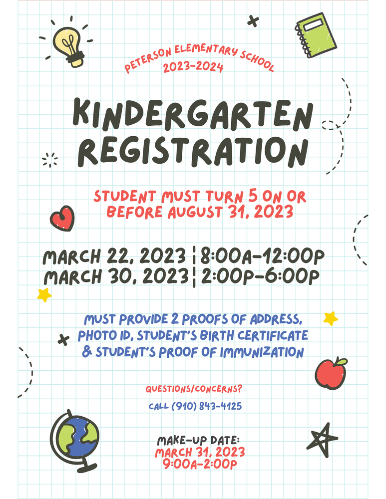 Kindergarten Registration at Peterson | Peterson Elementary School