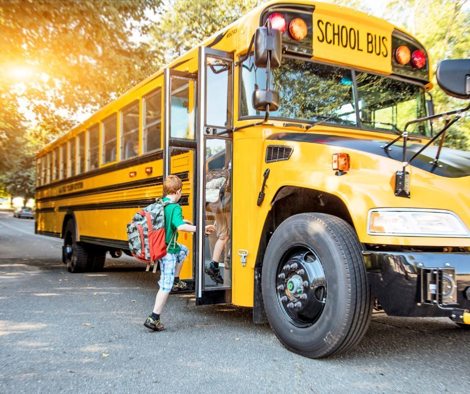 child entering school bus