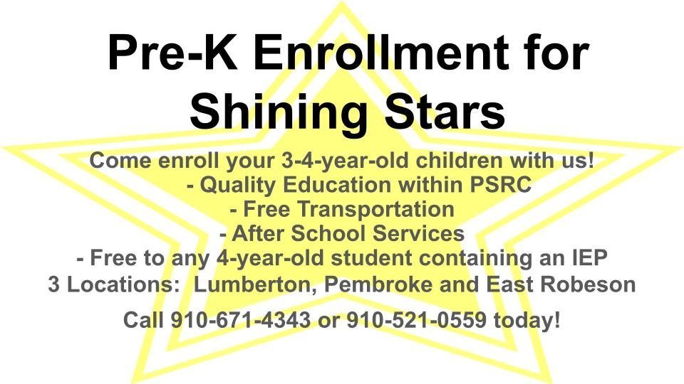 PreK Enrollment Shining Stars poster