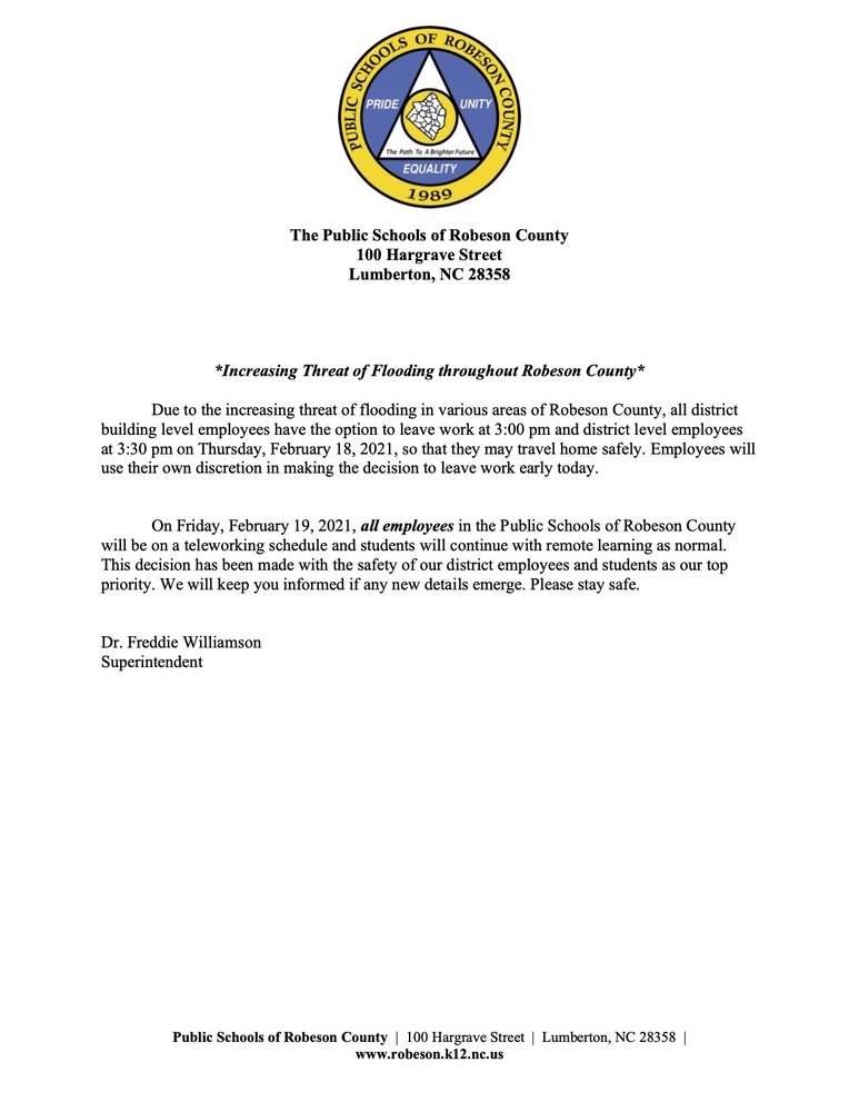 PSRC Inclement Weather Statement February 18, 2021