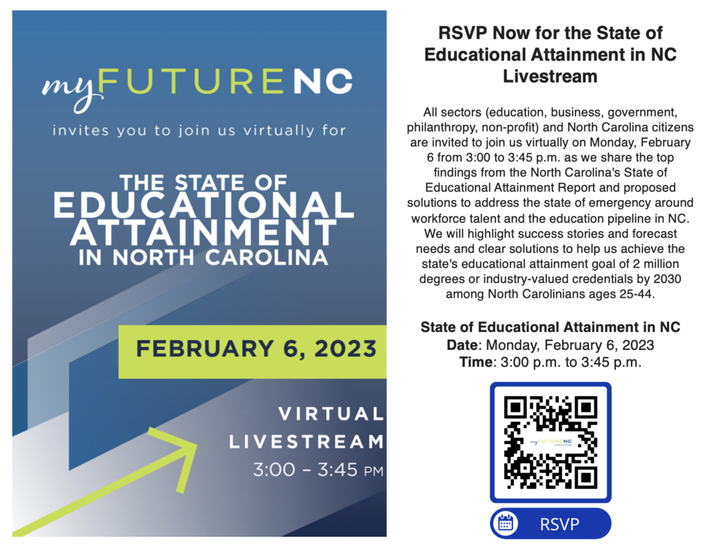 Tune in as myFutureNC hosts State of Educational Attainment in NC on Feb. 6 Orrum Middle School