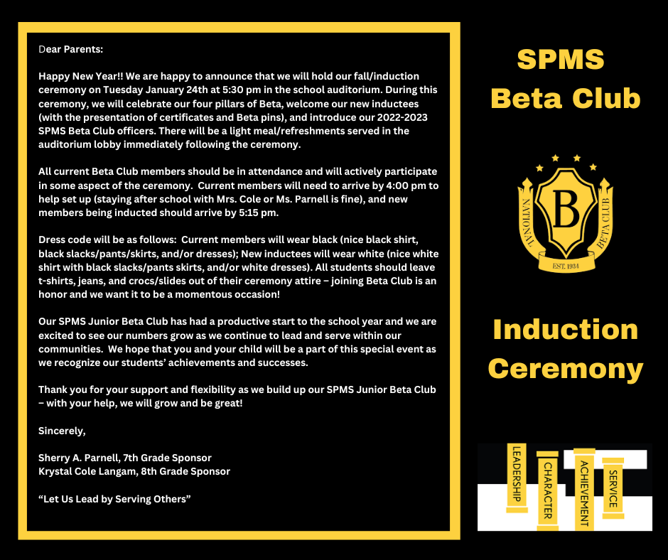 Beta Club Induction St Pauls Middle School