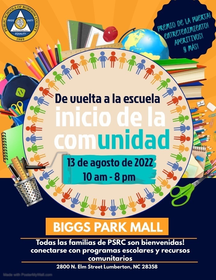 Spanish Back to School Community Kick Off Event Flyer
