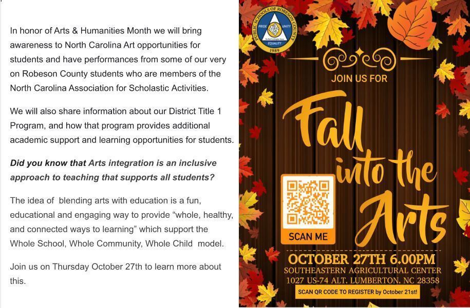 Fall into the Arts flyer English