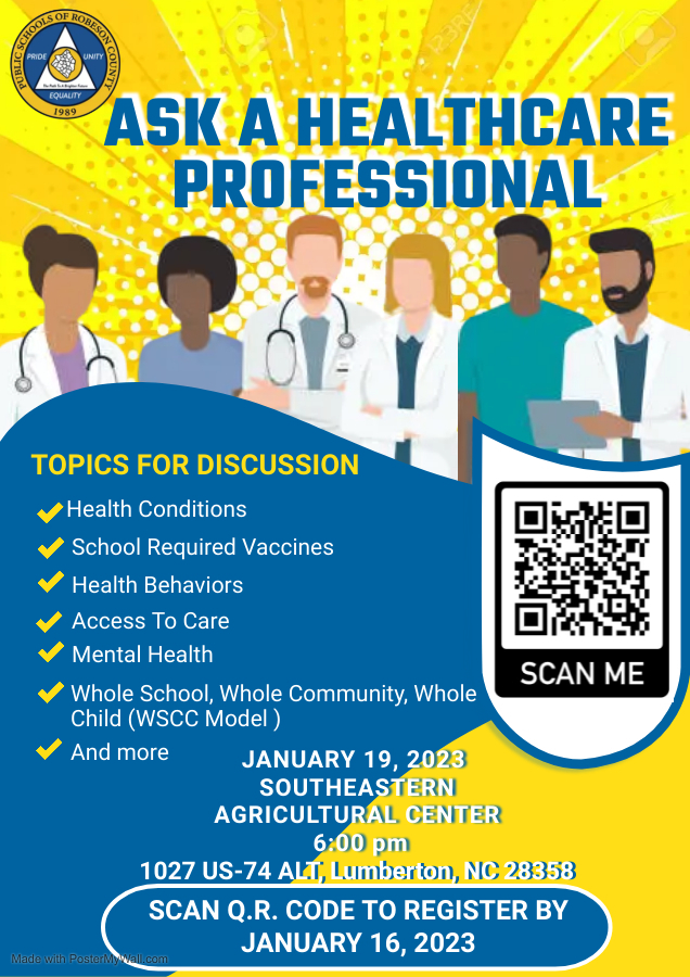 Ask a Healthcare Professional District Family Night Flyer - English