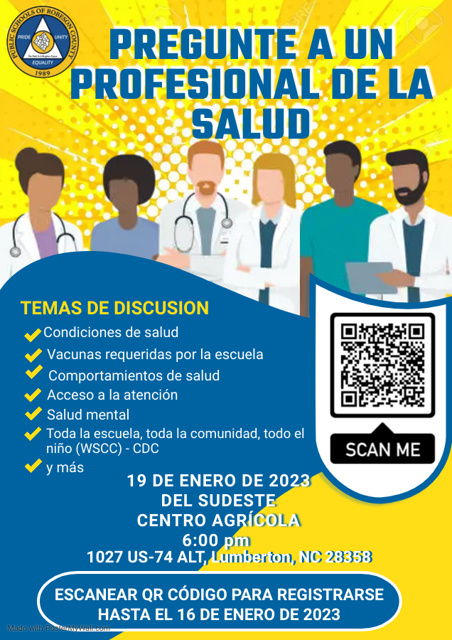 Ask a Healthcare Professional District Family Night Flyer - Spanish