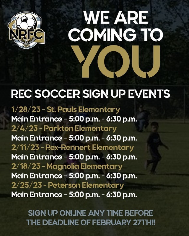 Sign ups for Youth Recreation Soccer | Rex-Rennert Elementary School